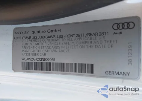 2016 Audi Rs 7 4.0T Prestige from USA, damaged, VIN WUAW2AFC3GN902069